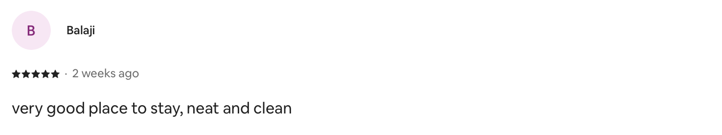 Airbnb guest review screenshot — 5 stars