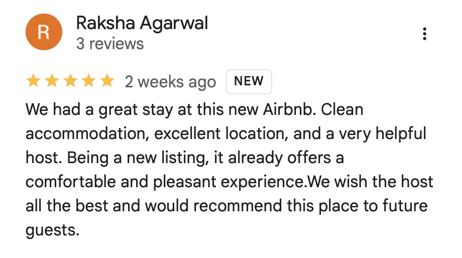Google guest review screenshot — 5 stars