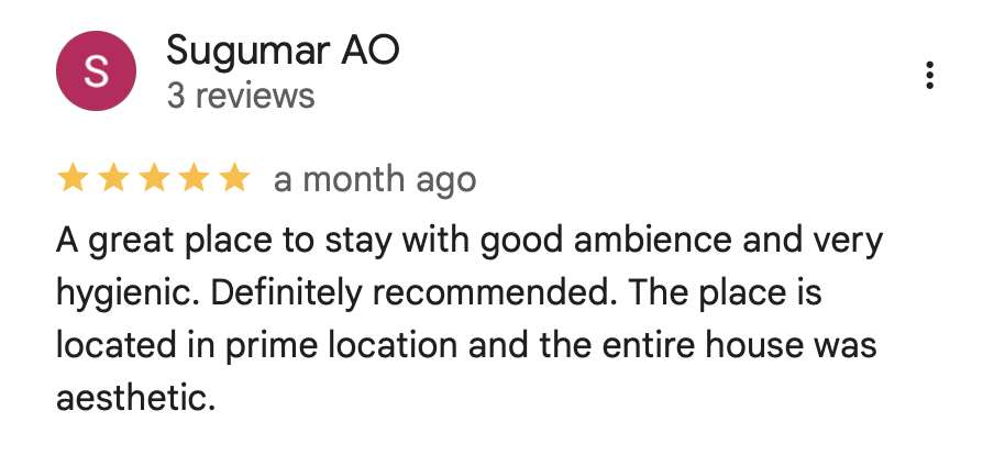 Google guest review screenshot — 5 stars